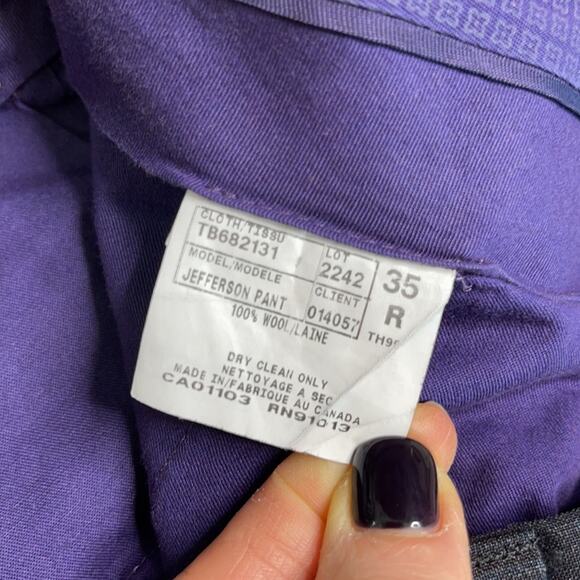 TED BAKER 100% Wool Charcoal Gray Flat Front Dress Slacks Jefferson Pants - Picture 4 of 11